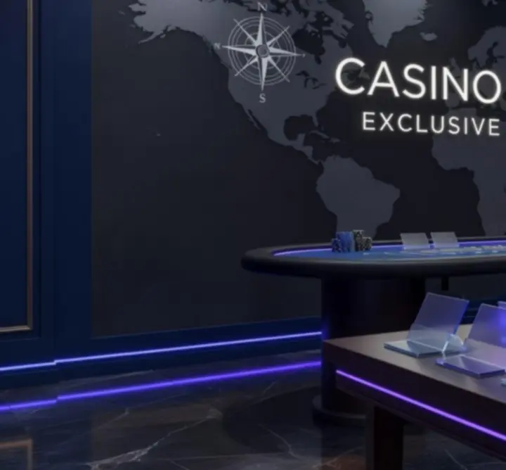 Neonowa, kasynowa scenografia Travel Play Venue z podświetlonym tłem